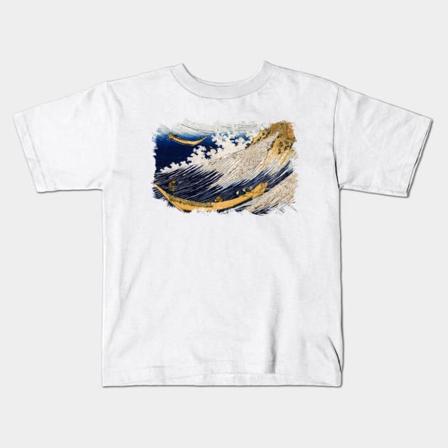 ✪ HOKUSAI Japan Ocean Waves ✪ Retouched Fan Art Historic Japanese Woodblock Kids T-Shirt by Naumovski